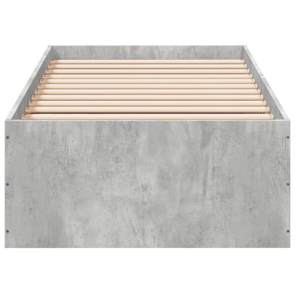 vidaXL Cadru de pat, gri beton, 75x190 cm, lemn prelucrat