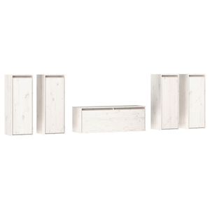 vidaXL Comode TV, 5 buc., alb, lemn masiv de pin