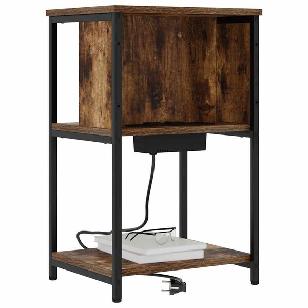 vidaXL Dulap de noapte Stejar fumuriu 38 x 31 x 61 cm Lemn compozit