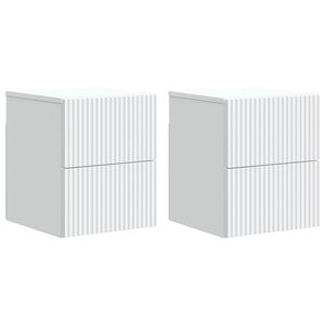 vidaXL Dulap de noapte suspendat cu sertar 2 pcs Alb 33 x 34,5 x 40 cm