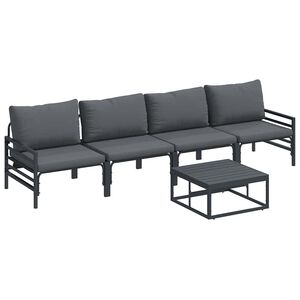 vidaXL Set de canapele pentru grădină 5 buc. Negru Oțel