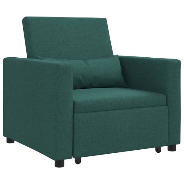 vidaXL Canapea extensibilă single Verde închis 90 x 165 x 87 cm