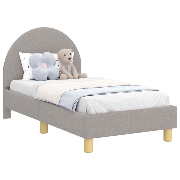 vidaXL Cadru de pat pentru copii cu spătar Gri deschis 70 x 140 cm