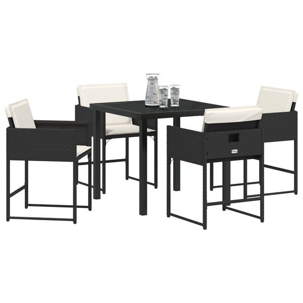 vidaXL Set de masă pentru grădină 5 pcs Gri deschis Rattan poli