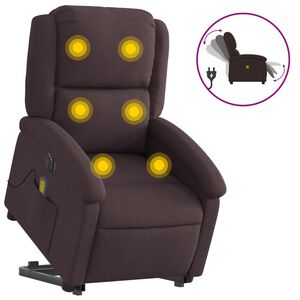 vidaXL Fotoliu electric masaj rabatabil cu ridicare maro &icirc;nchis textil