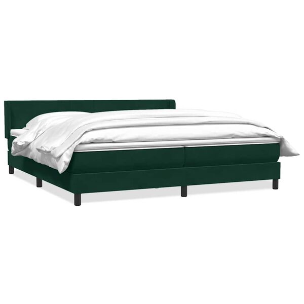 vidaXL Pat box spring cu saltea, verde &icirc;nchis, 180x220 cm, catifea