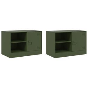 vidaXL Dulapuri TV 2 buc., verde măslină, 67x39x44 cm Otel