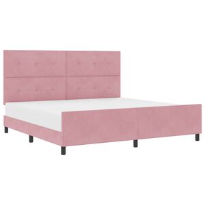 vidaXL Pat cu arcuri cu headboard Roz 200 x 200 cm Catifea