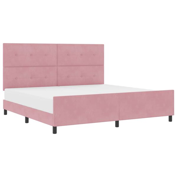 vidaXL Pat cu arcuri cu headboard Roz 200 x 200 cm Catifea