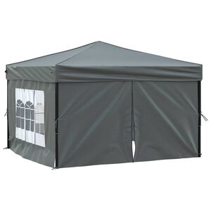 vidaXL Cort pliabil pentru petrecere, pereți laterali, antracit, 3x3 m