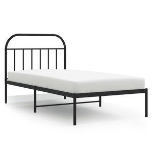 vidaXL Cadru de pat din metal cu tăblie, negru, 107x203 cm