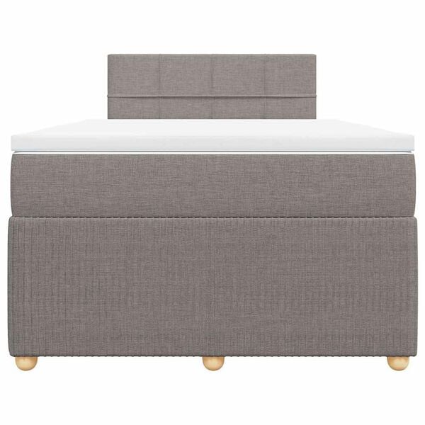 vidaXL Pat box spring cu saltea, gri taupe, 120x200 cm, textil