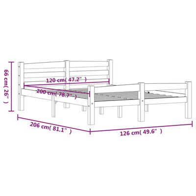 vidaXL Cadru de pat, gri închis, 120x200 cm, lemn masiv de pin