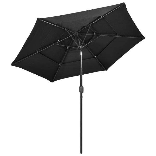 vidaXL Umbrelă de grădină 3 niveluri, stâlp aluminiu, antracit, 2,5 m