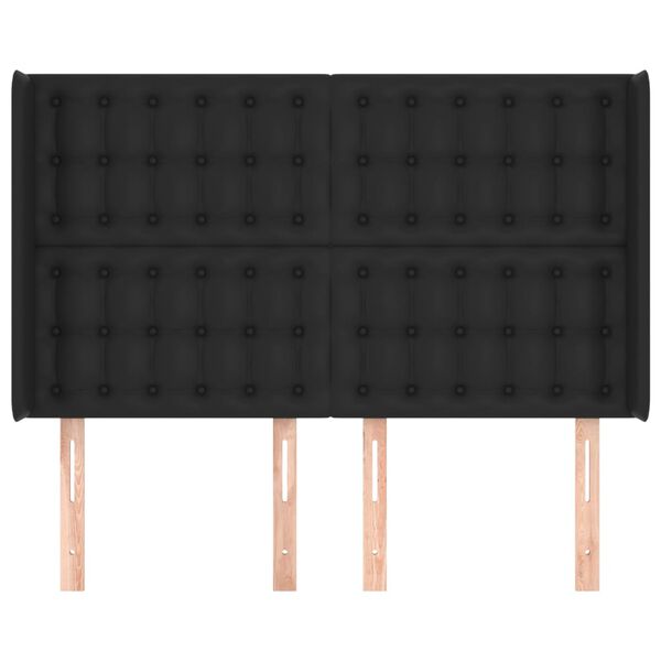 vidaXL Tăblie de pat cu aripioare, negru, 147x16x118/128 cm, piele eco