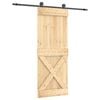 vidaXL Ușă glisantă Natural și Negru 80 x 210 cm Lemn de Pin Solid