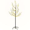 vidaXL Copac cu flori de cireș, alb cald, 84 LED-uri, 120 cm