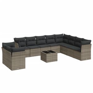 vidaXL Set canapele de grădină cu perne, 11 piese, gri, poliratan