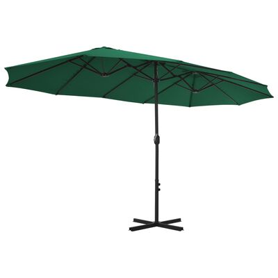vidaXL Umbrelă de soare de exterior, stâlp aluminiu, verde, 460x270 cm