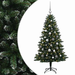 vidaXL Brad de Crăciun artificial cu globuri 120 cm 150 LED-uri