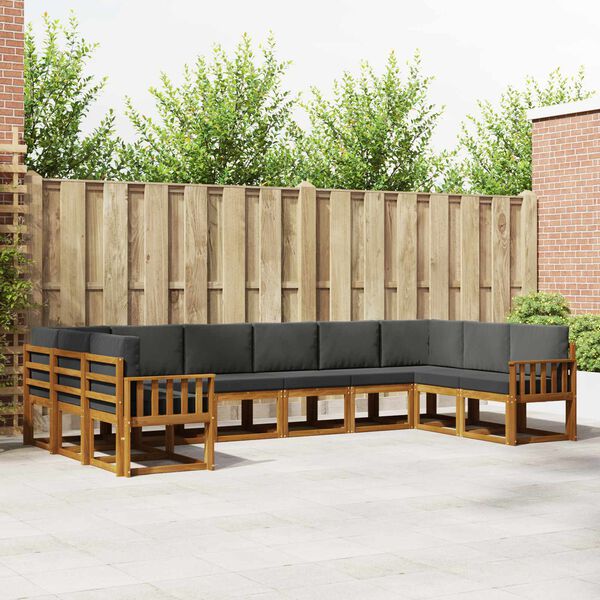 vidaXL Set de canapele de exterior cu pernă 10 pcs Natural și Antracit