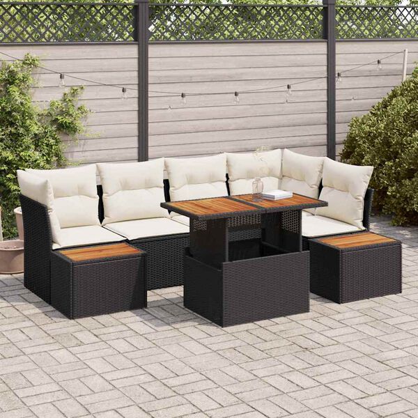 vidaXL Set de canapele pentru grădină 10 pcs Negru Rattan poli