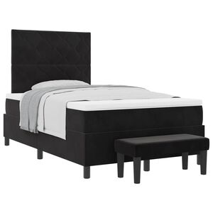 vidaXL Pat cu arcuri cu saltea cu headboard Negru 120 x 190 cm Catifea