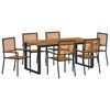 vidaXL Set de masă pentru grădină 7 pcs Negru Lemn Solid de Acacia