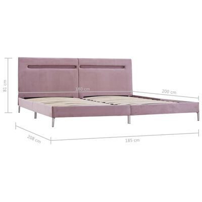 vidaXL Cadru de pat cu LED-uri, roz, 180 x 200 cm, material textil