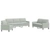 vidaXL Set de canapele cu perne, 3 piese, gri deschis, catifea