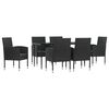 vidaXL Set mobilier de grădină, 7 piese, negru, poliratan și oțel