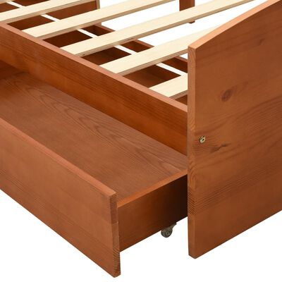 vidaXL Cadru de pat cu 2 sertare, maro miere, 90x200 cm lemn masiv pin