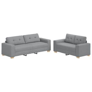 vidaXL Set canapele 2 piese cu perne gri deschis, material textil