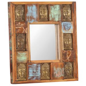 vidaXL Oglindă placare Buddha, 50 x 50 cm, lemn masiv reciclat