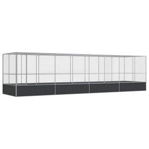 vidaXL Voliera de păsări cu extensie, argintiu, 832x207x212 cm, oțel