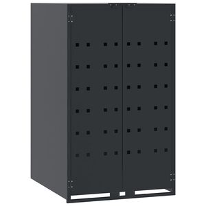 vidaXL Depozitare pubele cu roți pentru un singur coș de gunoi, antracit, 69x79x117 cm, oțel