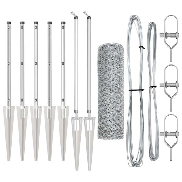 vidaXL St&acirc;lp de gard. Argintiu 10 x 0,4 m (plasă de 25 mm) Oțel