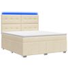 vidaXL Pat cu arcuri LED și saltea Crem 140 x 200 cm Țesătură