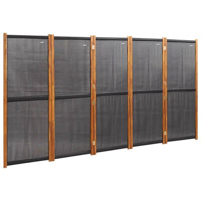 vidaXL Paravan de cameră cu 5 panouri, negru, 350x180 cm
