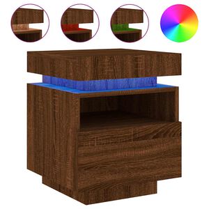 vidaXL Noptieră cu lumini LED, stejar maro, 40x39x48,5 cm