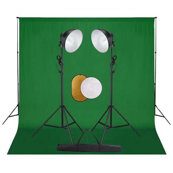 vidaXL Set studio foto cu lumini, fundal și reflector