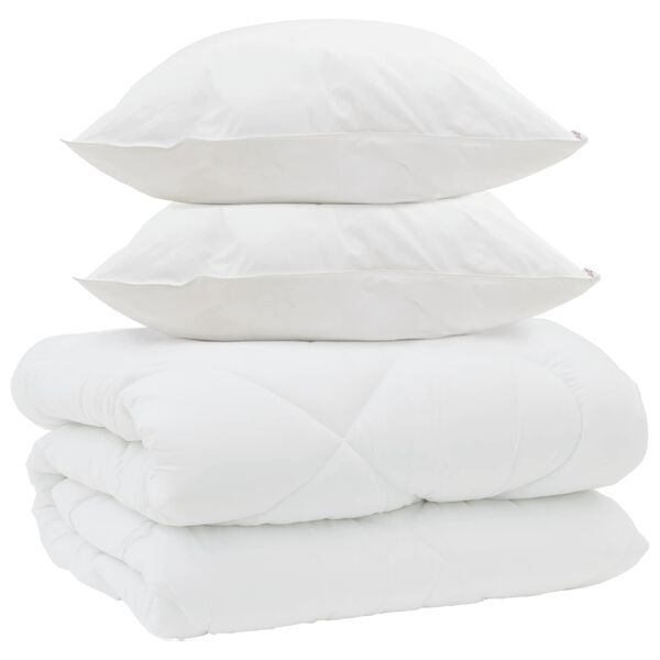vidaXL Duvet de iarnă cu pernă 3 pcs Alb Microfibră