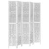 vidaXL Paravan cameră 5 panouri, alb, lemn masiv paulownia