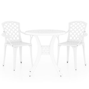 vidaXL Set mobilier bistro, 3 piese, alb, aluminiu turnat
