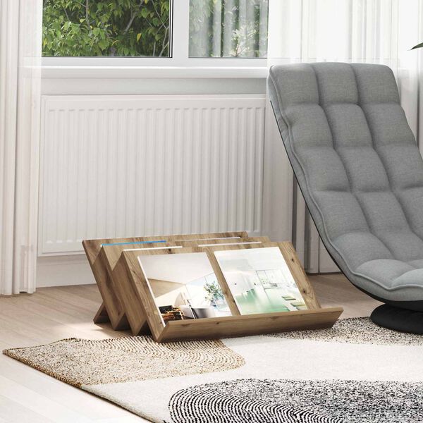 vidaXL Raft pentru reviste cu raft Stejar Artizanal 65 x 53 x 28,5 cm