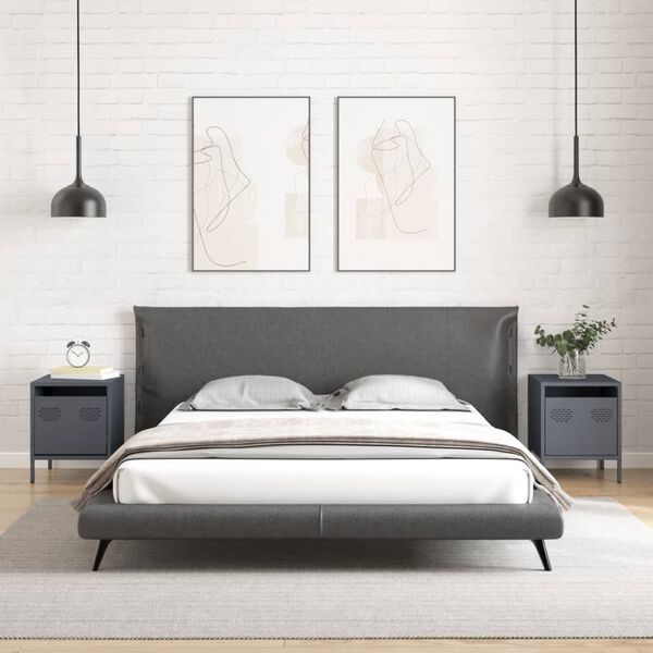 vidaXL Noptiere, 2 buc., antracit, 35x39x43,5 cm, oțel