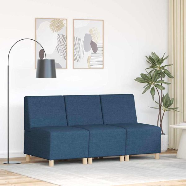 vidaXL Unitate Sofa Modulară Fără Brațe 3 pcs albastru 55 x 74 x 82 cm