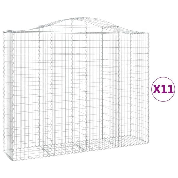 vidaXL Coș gabion arcuit, 11 buc, 200x50x160/180 cm, fier galvanizat