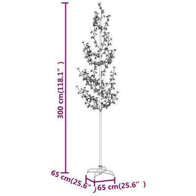 vidaXL Copac cu flori de cireș cu LED, 368 LED-uri alb calde, 300 cm