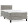 vidaXL Pat box spring cu saltea, gri deschis, 100x200 cm, catifea